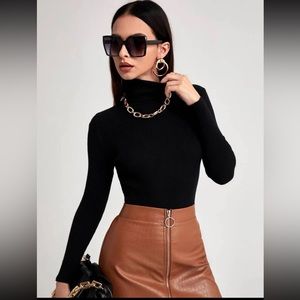 BIZwear Turtleneck Ribbed Knit Sweater Workwear